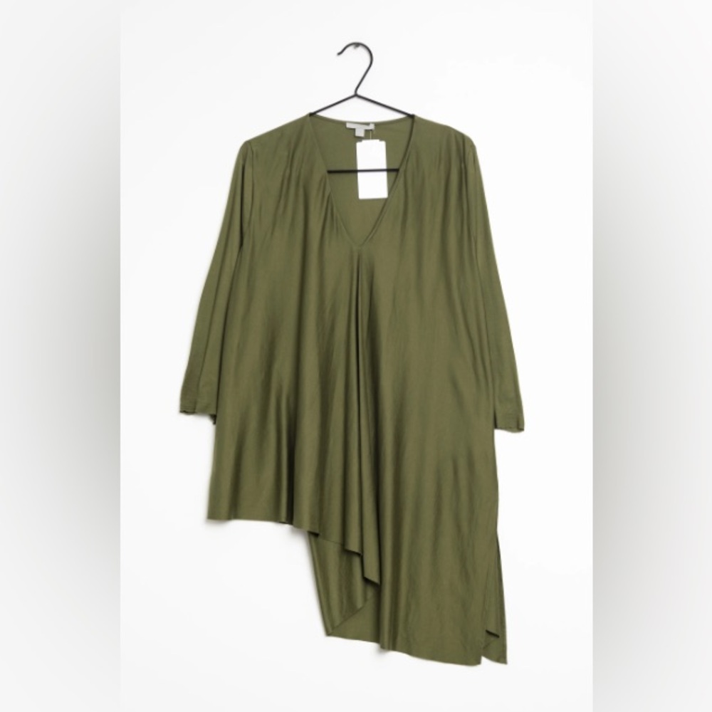 COS Olive Green V-Neck Asymmetrical Top
